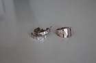 Vintage Pink And White Mother Of Pearl Sterling Silver Sz 8 Ring And Hoops