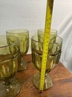 Set Of 4 Vintage Libbey Olive Green Pedestal Goblets   Water Glasses Made In Usa