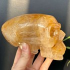 2 83lb Top Natural Fire Quartz Carved Skull  Realistic  Crystal Healing Skull