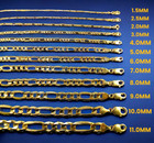 14k Yellow Gold Solid Figaro Necklace Chain Bracelet Real Gold 1 5mm-12mm 7 -30 