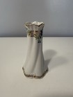 Nippon Hand Painted Flared Hat Pin Holder Vase Japan Blue Floral Gold Trim