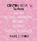 Customizable Bear Crochet Amigurumi Plush Stuffed Animal  Made 2 Order  4  Tall