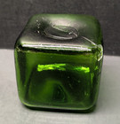 Rare Vintage Green Square Japanese Fishing Net Float Glass Handcrafted 3  X 3 