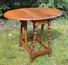 Vintage Solid Wood Drop Leaf Butterfly Table Turned Spindle Legs