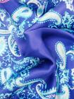 Reduced   14  100  Satin Silk Pocket Square  Blue Paisley-m