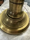 Antique Brass Candlestick With Round Base 11 5    Tall 7    Base Patina On Exterior