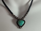 Vintage 16  Native Navajo Beads Sterling Turquoise Heishi Necklace