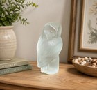 Frosted Glass Owl Figurine Paperweight Vintage Art Glass Bird Sculpture 3 5   