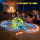Glow Toy Car Race Track Set  71 Pcs Glow-in-the-dark Tracks For Kids Ages 3-8   