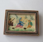 Vintage Islamic Persian Miniature Painting People Man Women Picnik Framed 