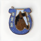 Beaded Coin Purse Horse   Horseshoe Blue Design Handmade In Usa