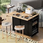 Kitchen Island With Power Outlet Drop Leaf Storage Wine Rack 5 Wheels Adjustable