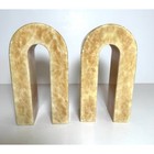 Vintage Italian Alabaster Arch Bookends Mid Century Modern Geometric Made Italy