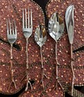 One Pier 1 Twig Branch Arbor Bronze Stainless Flatware 5 Piece Setting -9 Avail