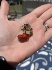 Vintage Red   White Enamel Christmas Boot Multi-colored Rhinestone Top Brooch