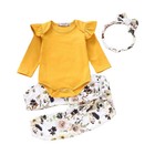 Newborn Baby Girl Clothes Romper Bodysuit Tops Pants Headband Infant Outfits Set