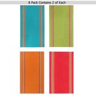 Salsa Stripe Kitchen Towel - Set Of 8 Pure Cotton Absorbent Waffle Weave Dish   