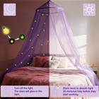 Purple Princess Bed Canopy For Girls With Glowing Stars  Canopy Bed Curtains    