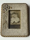 Rare  Unique Vintage Victorian Antique Photo Picture Frame Flowers Baby Schefers