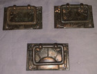 Great Set Of 3  Unique Antique  Copper  Sunburst Design  Drawer Pulls  A5