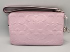 New Coach Corner Zip Wristlet In Signature Leather W heart Charm Silver light   