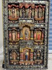 Hand-painted Carved Wooden Christian Retablo Icon Panel W  Saints   Angel