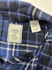 Chaps Mens 100  Cotton Button Down Plaid Flannel Blue Size Large