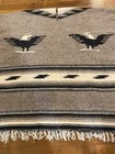 Mexican Poncho Serape Blanket Eagle Thunderbird 34  Hand Woven Black Brown White