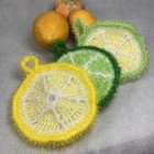 Set 3 Handmade Dish Scrubber Crochet Citrus Fruit Slice Design Wash Scrubbies