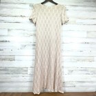 Jessica Howard Woman Champagne Shimmer Lace Overlay Maxi Dress Gown Short Slv 18
