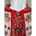 Vintage Jacket Womens Medium Red Paisley Cottage Boho Crinkle Toggle Reversible