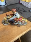 Vintage Mar Marx Tin Litho Wind-up Motorcycle With Siren  Near Mint Works