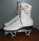 Vtg Riedell White Roller Skates Size 8 5