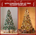 Snow Flocked Artificial Christmas Tree With 64 Snow Pinecones   250 Lights  6ft 
