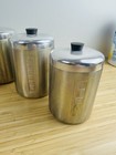Vtg 7 1950s Spun Aluminum Mcm Kitchen Canister Set Flour Sugar Tea Coffee