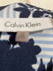Calvin Klein Dress Blouse tunic  Sz 1x - Navy Floral W light Blue  White Stripe