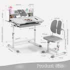 Gray Height Adjustable Kids Study Desk Chair Set Ergonomic Boy Girl W  Bookshelf