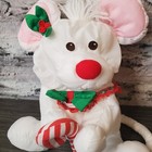 Vtg Fisher Price Puffalump White Mouse Christmas Candy Cane Plush Nylon Stuffed 