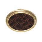 Laurey Churchill 1 5 8  Oval Cabinet Knob Satin Brass Umber Brown Leather 12194