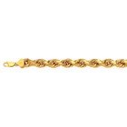 10k Yellow Gold 2mm-10mm D cut Rope Chain Bracelet Size 16 -30  Hollow