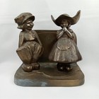 Vintage Frankart Inc Art Deco Dutch Boy   Girl Bookend 1930s Brass Metal