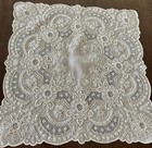 Antique Swiss Appenzell Embroidered Pulled Thread Bridal Hanky Wedding  1