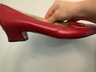 Vintage 1950-1960s Red Siamonto Leather Women   s Pumps Size 10 Retro Pin-up Heels