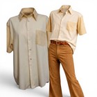 True Vintage 70s Kmart Permanent Press Shirt Striped Disco Collar Boxy Made Usa 