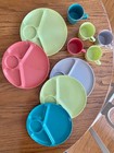 Vintage Plastic 5 Gothamware 10  Divided Plates Assorted Colors Camping Picnic