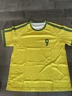 Men   s 1998 Brazil  9 Ronaldo Yellow And Green Soccer Jersey Size L