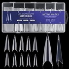  500pcs Extra Long Stiletto Nail Tips - Clear False Nails 10 Sizes Half Cover 