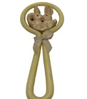 Antique Vintage Celluloid Baby Rattle Toy Pink Kissing Bunnies Double Sided