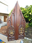 Antique French Neo Gothic Wood Carved Tabernacle Door Plaque Religious