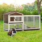 2 Tier Wooden Rabbit Hutch Bunny Cage Chicken Coop Pet House W run In outdoor